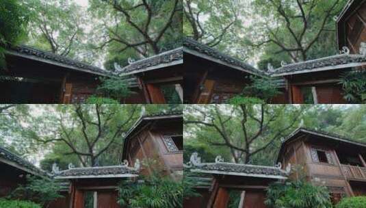 广西柳州驾鹤书院木楼吊脚楼小桃源公园高清在线视频素材下载