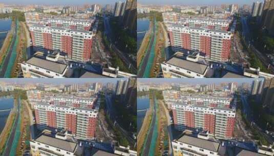 航拍陕西城市现代化发展建筑高清在线视频素材下载