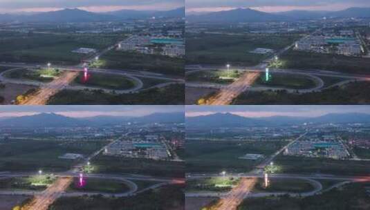 北京怀柔科学城立交桥夜景航拍延时高清在线视频素材下载