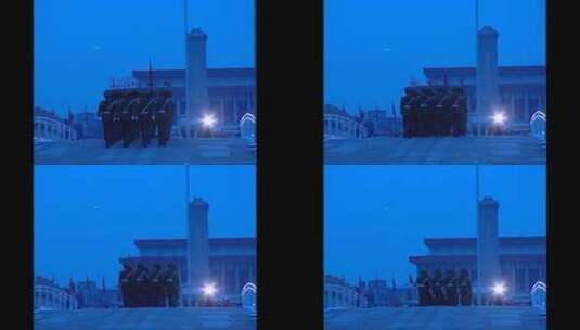 天安门国旗护卫队升旗仪式 仪仗队过桥 远景高清在线视频素材下载