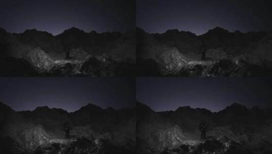 晚上山峰山谷夜景抽象感念创意房地产广告高清在线视频素材下载