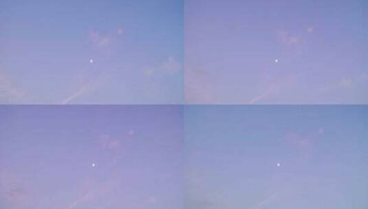 纯净天空延时白天月亮粉紫色彩色傍晚天空云高清在线视频素材下载