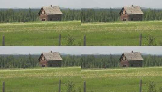草原上废弃的木屋高清在线视频素材下载