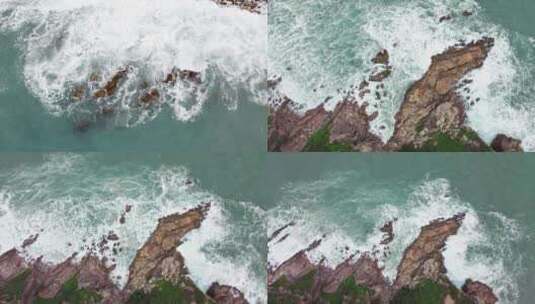 浪花拍打礁石杨梅坑高清在线视频素材下载