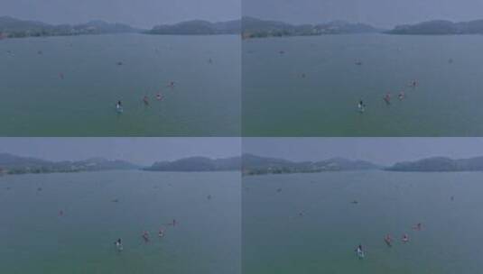 水上桨板救援队在清江高清在线视频素材下载