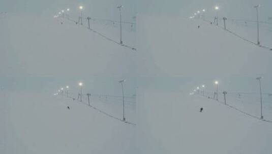滑雪爱好者在户外滑雪场滑雪高清在线视频素材下载