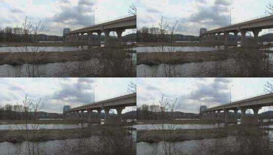 密西西比河大桥天际线景观高清在线视频素材下载