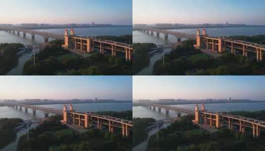 江苏省南京长江大桥黄昏风光高清在线视频素材下载