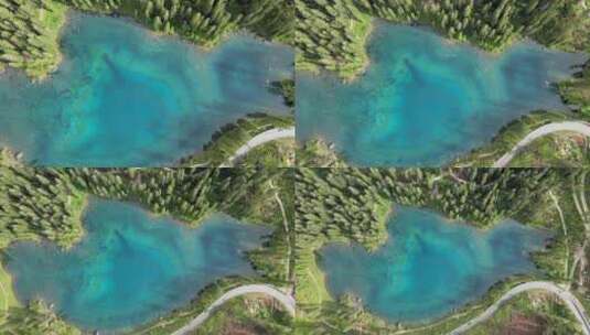 意大利阿尔卑斯山林河湖观航拍高清在线视频素材下载
