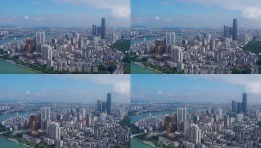 航拍柳州柳江两岸城市建筑景观高清在线视频素材下载