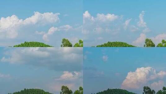 青山绿树与蓝天白云自然风光延时摄影高清在线视频素材下载