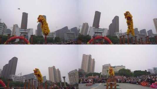 广西贺州春节舞狮高清在线视频素材下载