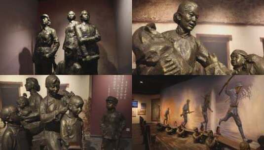 沂蒙红嫂革命纪念馆雕像高清在线视频素材下载