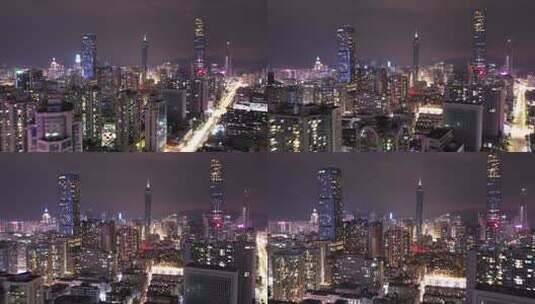深圳罗湖建筑夜景航拍高清在线视频素材下载