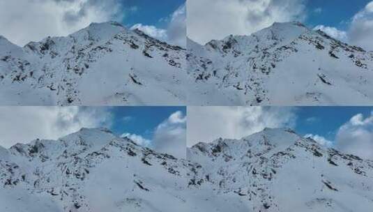 航拍四川阿坝岷山山脉小雪宝顶都日峰风光高清在线视频素材下载