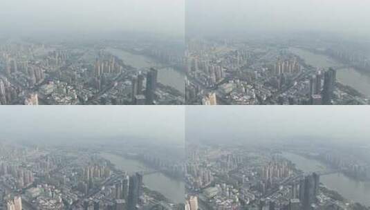 阴雨天福州航拍城市下雨天建筑云雾缭绕风光高清在线视频素材下载