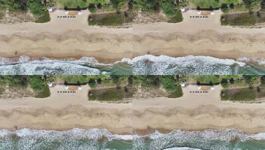 俯瞰海边沙滩海浪高清在线视频素材下载