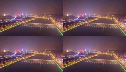 四川广元武则天女皇故里城市风光夜景延时高清在线视频素材下载