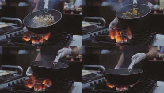 厨师炒菜掌勺高清在线视频素材下载