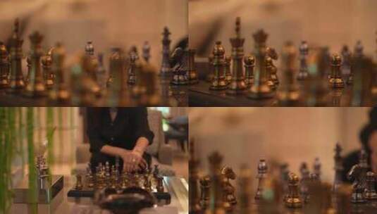 下国际象棋唯美镜头慢动作特写高清在线视频素材下载