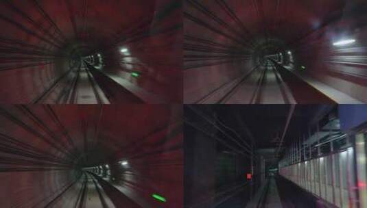 唯美城市地铁隧道中穿梭快速行驶第一视角高清在线视频素材下载