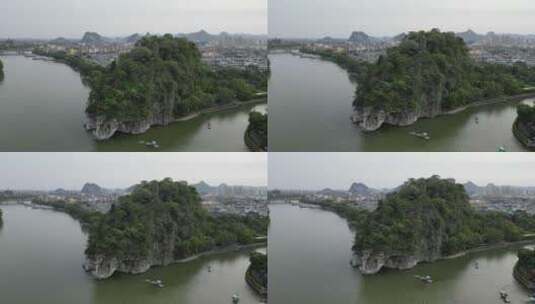 广西桂林象鼻山旅游景区航拍高清在线视频素材下载