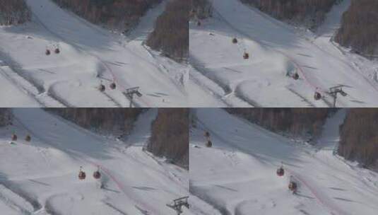 滑雪场航拍缆车镜头高清在线视频素材下载