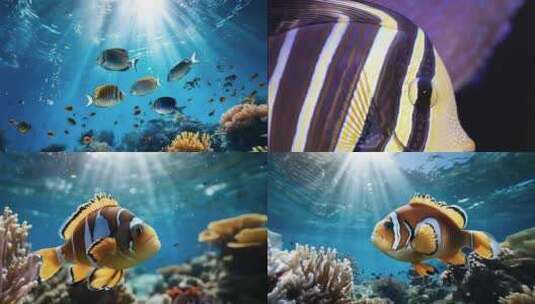 海底珊瑚小丑鱼4K高清在线视频素材下载