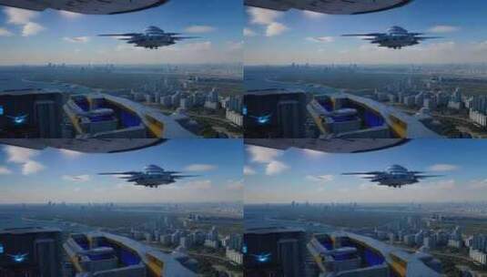 科幻未来城市UFO飞行器高清在线视频素材下载
