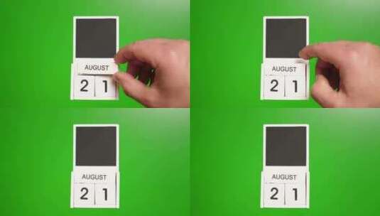 08.绿色背景上日期为8月21日的日历。高清在线视频素材下载