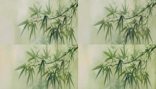 超宽屏中国风水彩竹子高清在线视频素材下载