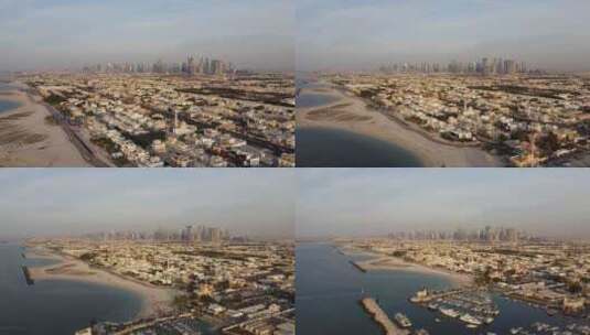 迪拜海滩和摩天大楼高清在线视频素材下载