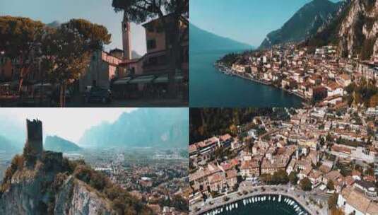 意大利加尔达湖小镇高清在线视频素材下载