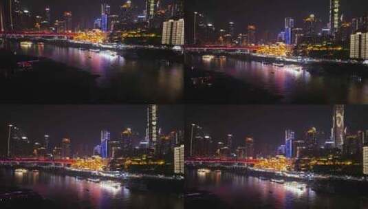 重庆洪崖洞多角度航拍夜景高清在线视频素材下载