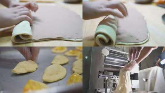 蒸馒头烤面包压面条美食制作高清在线视频素材下载