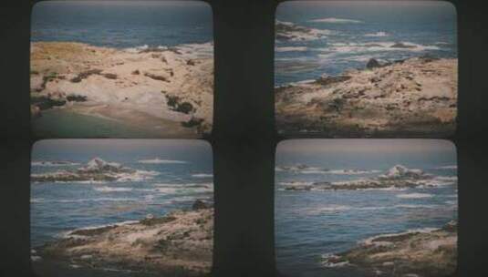朦胧海洋岸边的岩石8毫米电影风格高清在线视频素材下载