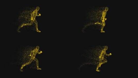 粒子人物奔跑带通道高清在线视频素材下载