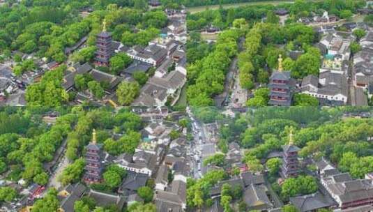 江苏苏州市姑苏区寒山寺风景风光航拍江南水高清在线视频素材下载