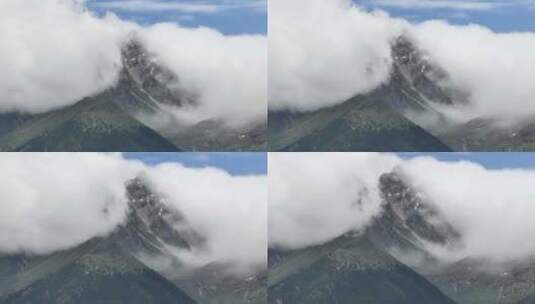 南迦巴瓦峰雨季航拍高清在线视频素材下载