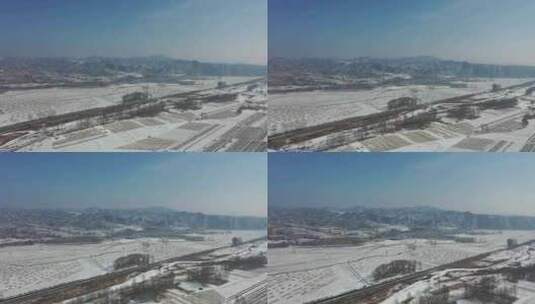 4K航拍北方雪景农村高清在线视频素材下载