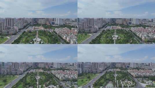 广东汕头城市绿化开放广场航拍高清在线视频素材下载