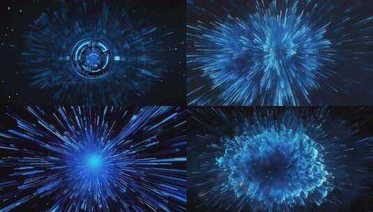 「有版权」科技感蓝色粒子线条爆炸合集4K高清在线视频素材下载