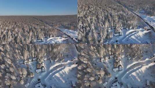 长白山雪岭景区航拍高清在线视频素材下载