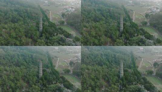 浙江台州国清寺隋塔天台山寺庙古塔宝塔航拍高清在线视频素材下载