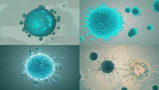 蓝色病毒模型展示高清在线视频素材下载