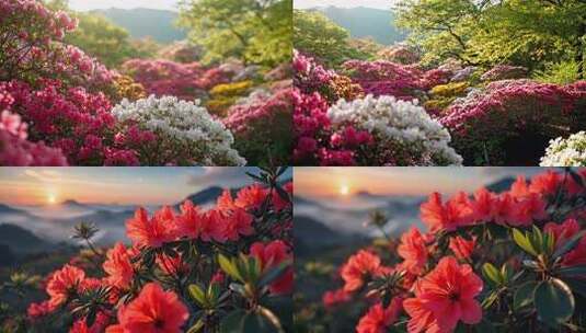 盛开的杜鹃花 特写 遍地开花杜鹃高清在线视频素材下载