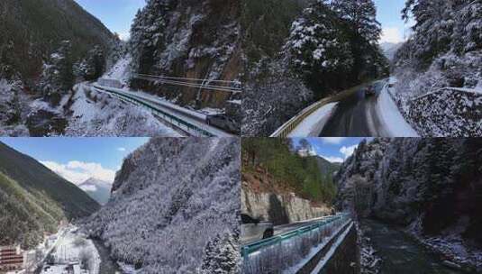 雪山公路 雪山 川西自驾 自驾游 冬季公路高清在线视频素材下载