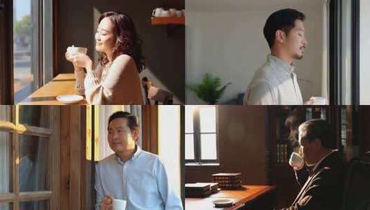商务人士喝咖啡高清在线视频素材下载