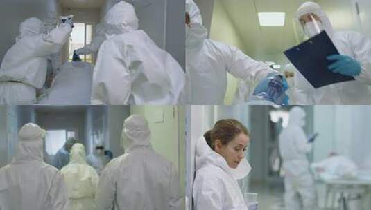 医护人员穿防护服记录工作高清在线视频素材下载