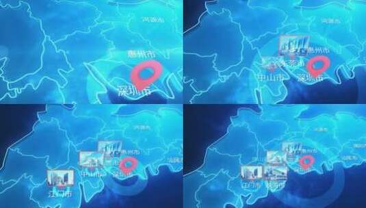 简洁清新科技地图广东地图ae模板高清AE视频素材下载